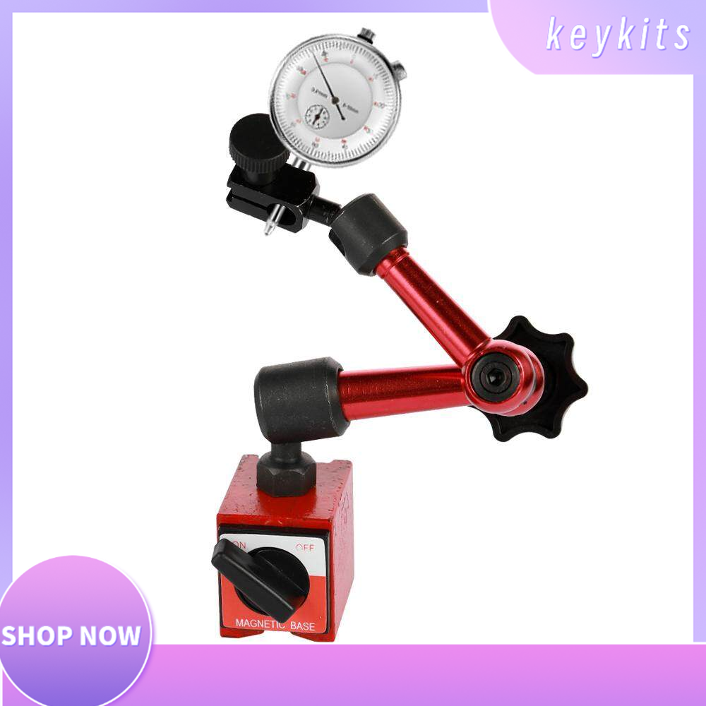 Metal Round Dial Indicator and Mini Flexible Magnetic Base Holder Bracket Tool Kit