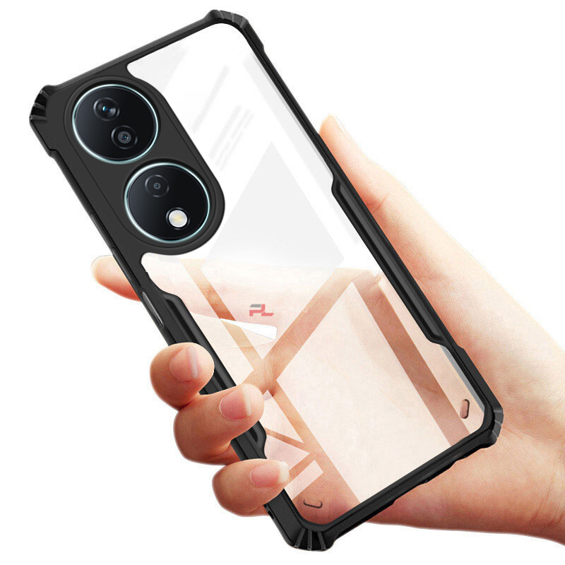 PlusCase for Honor X7b 5G Case Air Cushion Hard Crystal Clear Back Soft Border Shockproof Full Protection Phone Casing