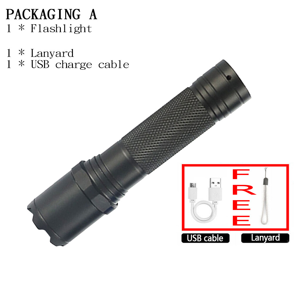 [In stock] Virwir Portable LED Flashlight T6 Light Beads 3 Lighting Modes Flashlight Bicycle Light Camp Torch Use Built-in Battery Be Power Bank