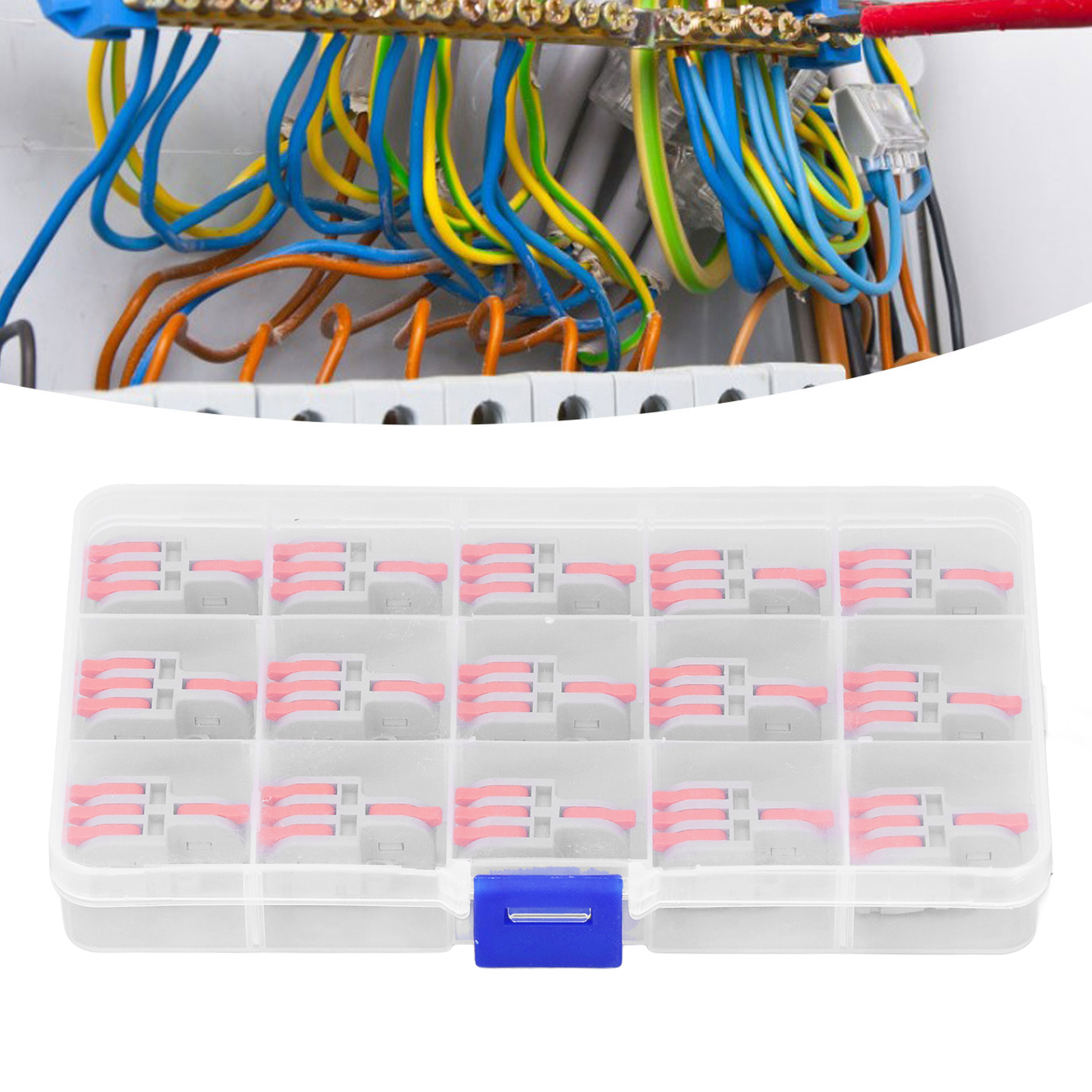 15PCS Wire Conductor Connector Nylon Copper Quick Splicing Terminal Splitter Block DF‑13