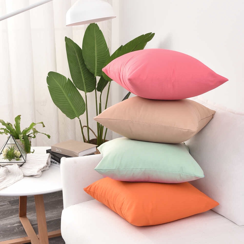 45 X 45cm Plain Solid Color Square Throw Pillow Cushion Cover Home Sofa Decorative Home Garden Decor Pillow Case Plain Solid Color Classic Cotton