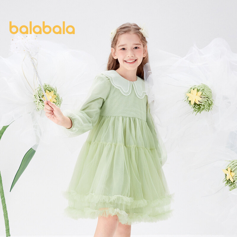 Balabala Children'S Dress Children'S Temperament Gauze Princess Dress Girls' Dress Children'S Dress Spring Dress Beautiful And Sweet