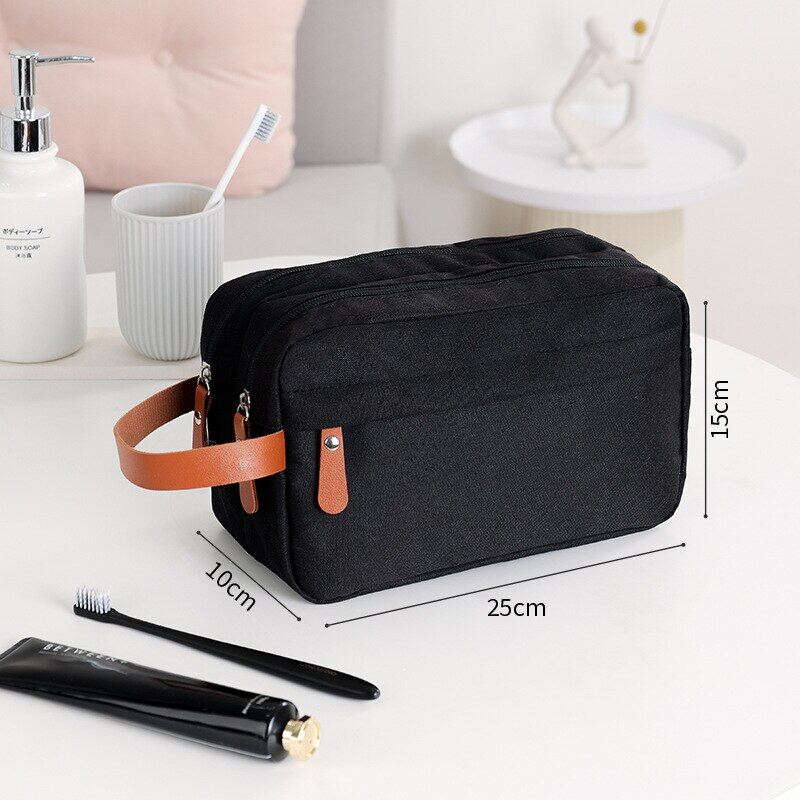 Men's Toiletry Storage Bag Double Layer Toothpaste Cleanser Stuff Organizer Pouch Bathroom Waterproof Zipper Toothbrush Hangbag