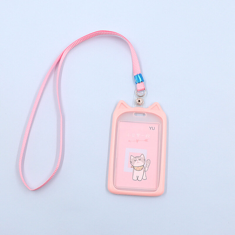 Cute Transparent Card Holder Lanyard Silicone Card Holder Bus Card Holder Campus Access Card Protective Cover