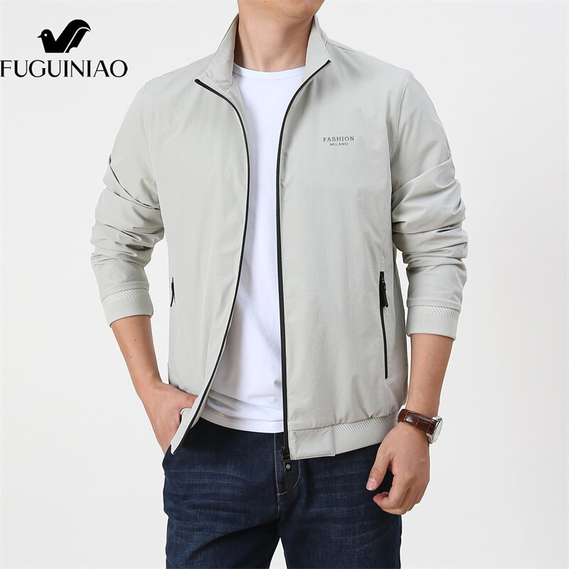 FUGUINIAO Men's Jacket Windbreaker Motorcycle Windbreaker Outdoor Jacket Windproof Fashion Oversized Black Jacket