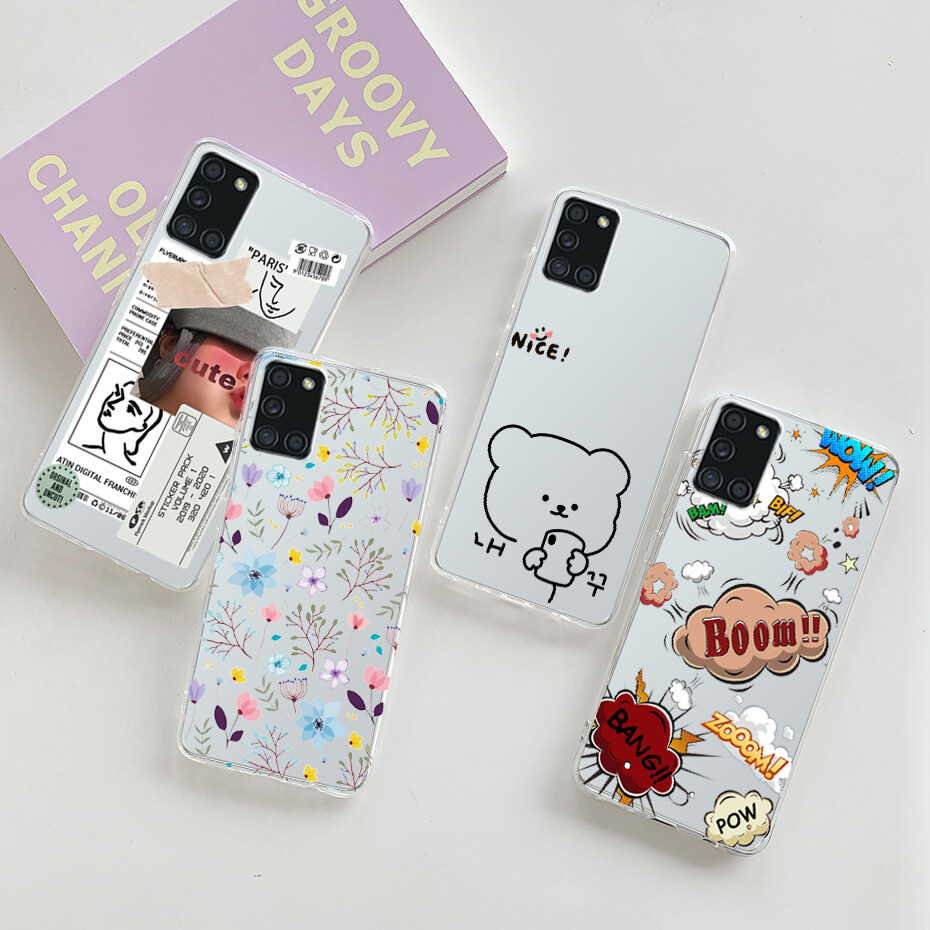 For Samsung Galaxy A31 Cover Cases Clear Cute Painted Soft Silicone TPU Phone Case For Samsung Galaxy A31