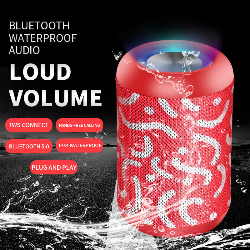 DISOUR 2022 New Waterproof Round Fabric Wireless Bluetooth Speaker Portable Creative Wireless Speaker Gift Outdoor Home Subwoofer XD300
