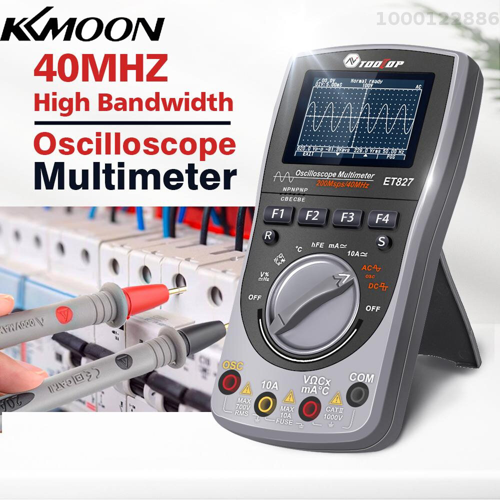 KKmoon 2in1 Oscilloscope Multimeter Digital LCD Display Handheld Oscope Meter 40Mhz Bandwidth 120MSPS Sampling Rate Data Storage Function for DIY and Electronic Test