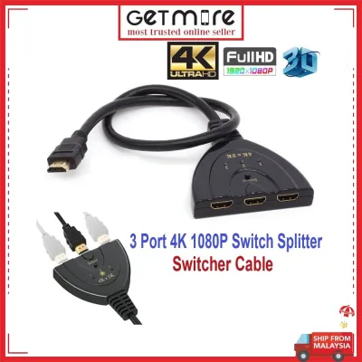HDMI Switch 3 Port 4K*2K 3x1 Switcher Splitter with Cable Supports Full HD 4K 1080P 3D Player