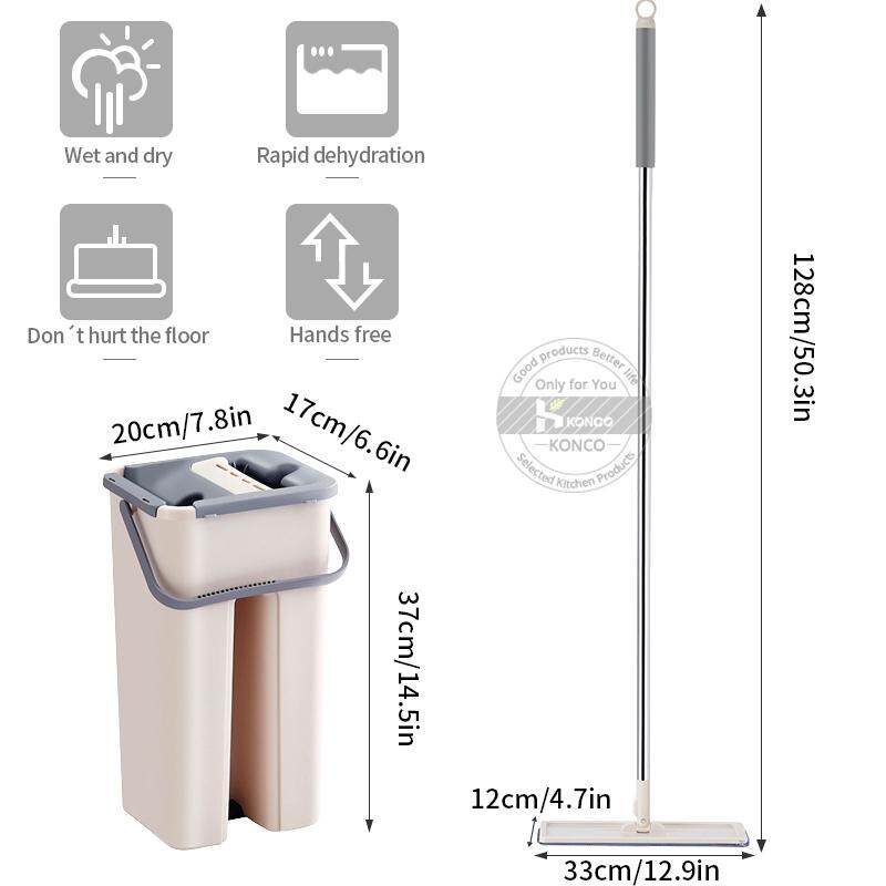 Konco Ma Thuật Một Cách Nhanh Chóng Làm Sạch Giẻ Lau Sàn Với Xô Sàn Bóp Lau Phẳng Nhà Bếp Cây Lau Sàn Dọn Dẹp Nhà Công Cụ