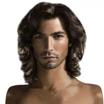 Men Fashion Cool Short Natural Hair Chocolate Color Handsome Wig