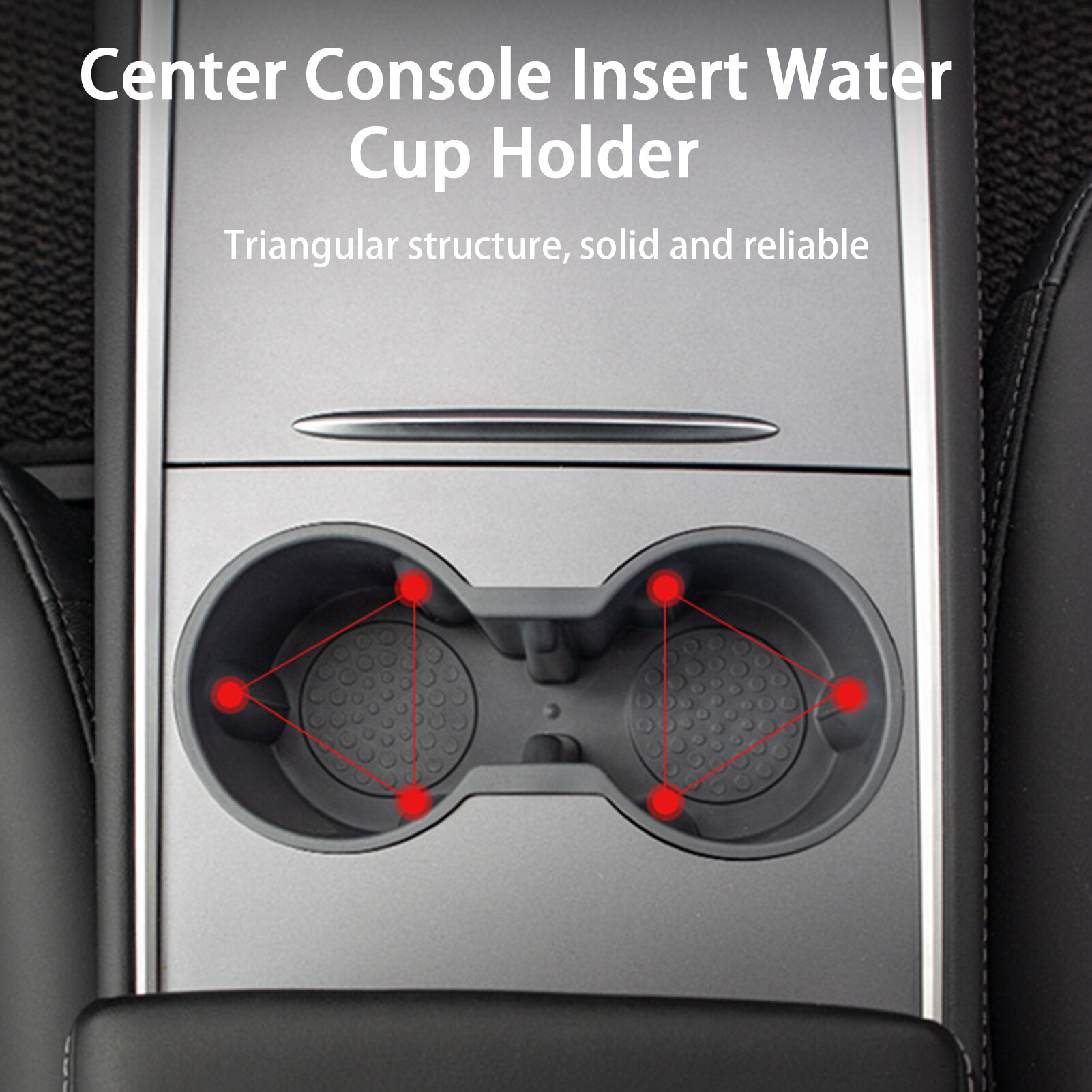 gucanou Car Cup Holder Waterproof Replaceable Double Hole Center Console Insert Water Cup Holder for Model Y/3 Durable Car Drink