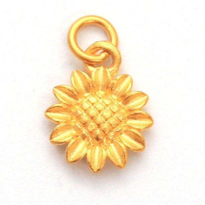 Mặt dây Vàng 24K Hoa hướng dương - Ancarat - Dây handmade