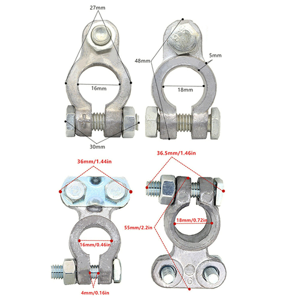 JaneDream 2Pcs Car Battery Terminals Wire Cable Clamp Top Quick Post Terminal Positive & Negative Electric Connector Clamps Auto Accessorie