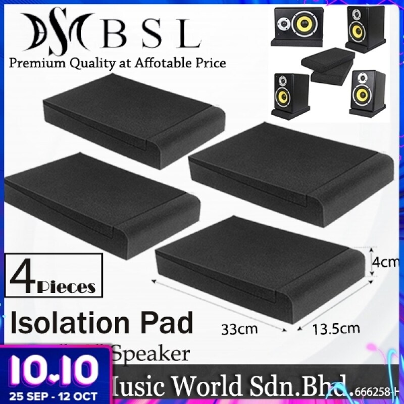 BSL Isolation Pad for 3 to 8 Studio Monitor Speaker with Adjustable Anti Vibration Acoustic Foam Sponge (Set) Malaysia