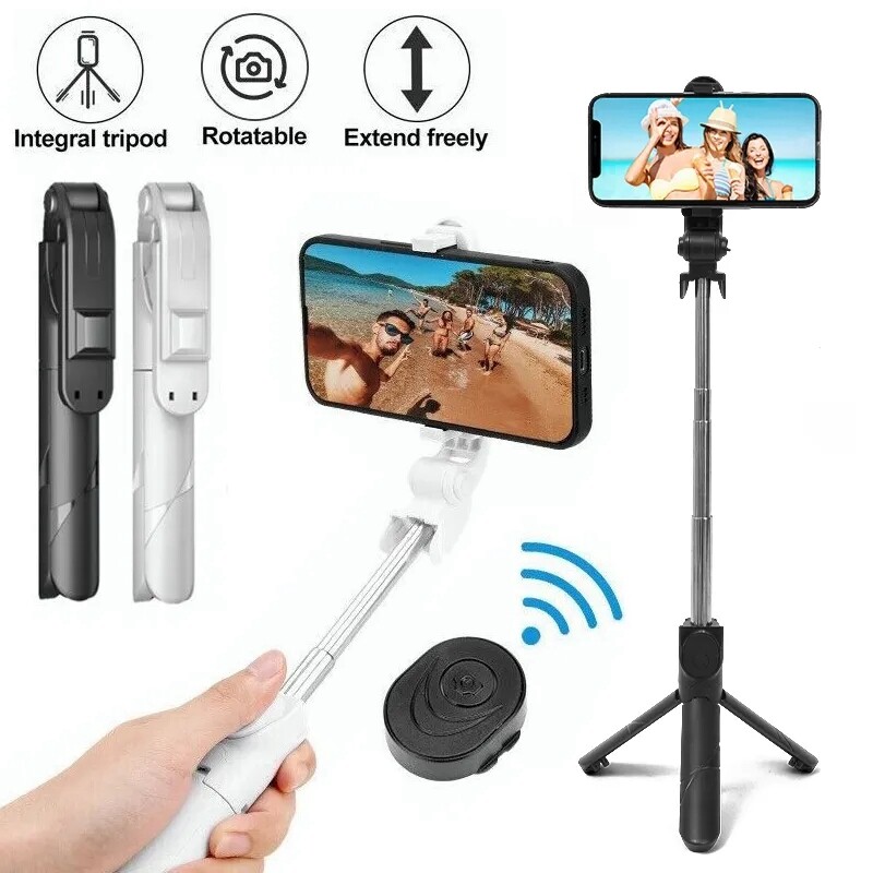 Retractable Selfie Sticks Tripod Stand Bluetooth Remote Control Rotatable Folding Wireless Selfie Rod Compatible with iPhone Samsung Xiaomi Phones