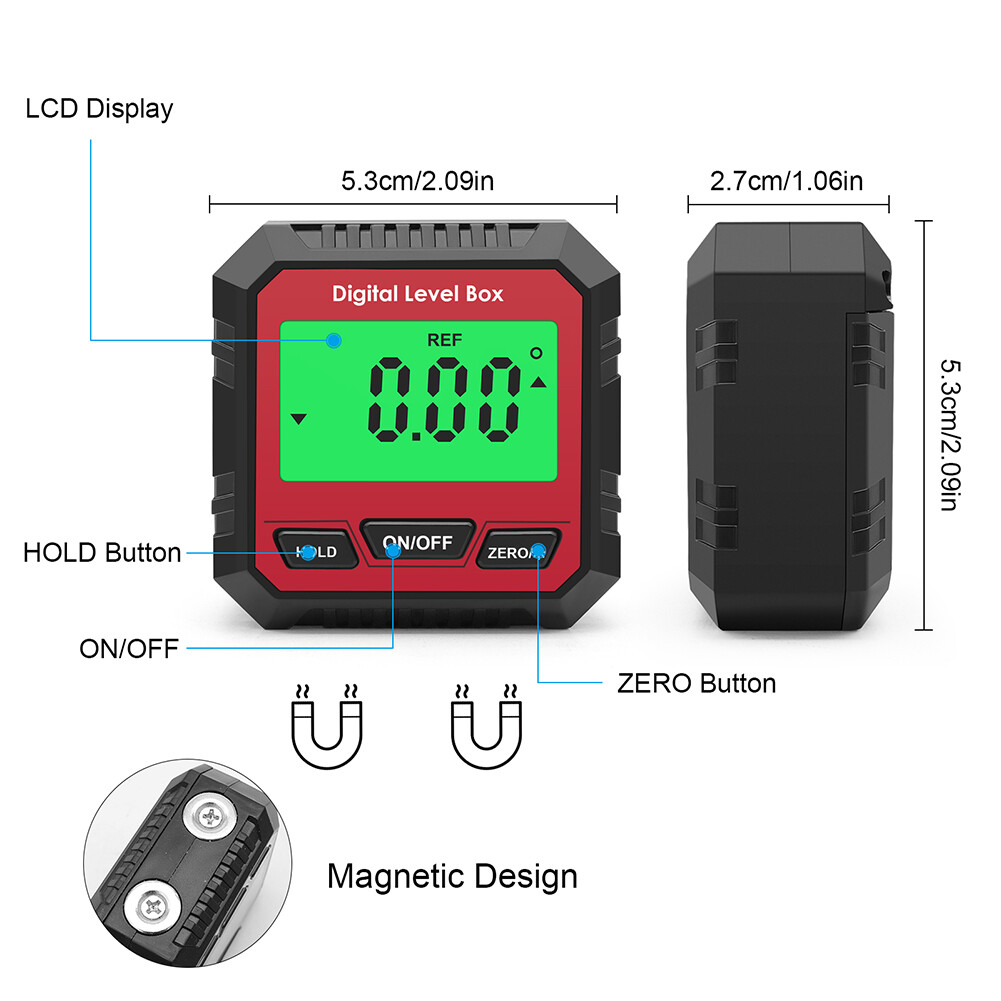 Portable Angle Protractor Magnet Bevel 90 Degree Digital Inclinometer Level Meter Tester