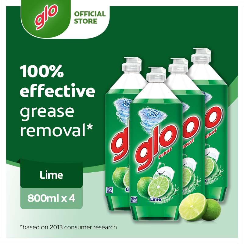 Glo Active Foam Lime Dishwashing Liquid 800ml [Bundle Of 4] Value Deal ...