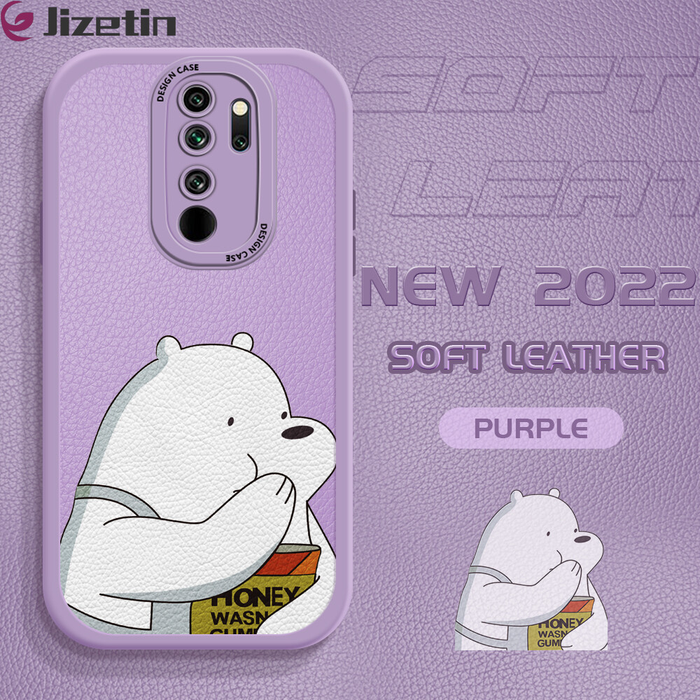 (Leather Case) Jizetin Phone Casing For Xiaomi Redmi Note 7 Note 7 Pro Note 8 Note 8 Pro Slim Skin Feeling Bare Bears Cartoon Ice Bear Panda Grizzly Leather Back Casing Soft Silicone PU Leather Cover Phone Case