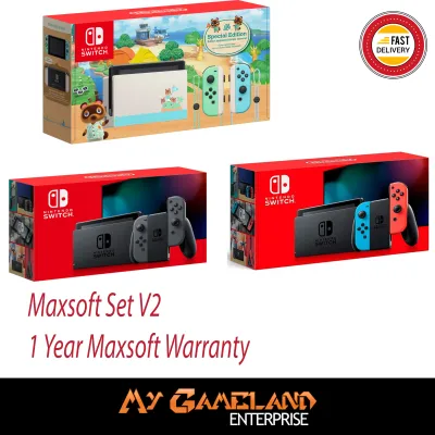 [Ready Stock] Nintendo Switch Neon / Gray / Animal Crossing New Horizon Battery Enhanced V2 Edition (1 Year Officially Maxsoft Malaysia Warranty)