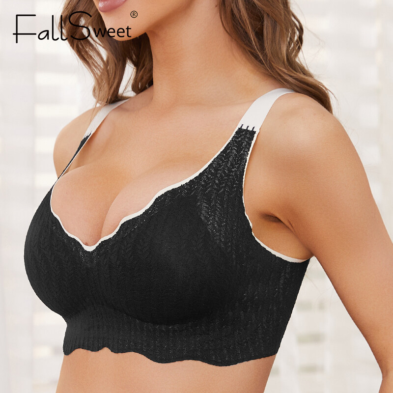 Fallsweet M 6xl Plus Size Bra Women Seamless Underwear No Wire Solid