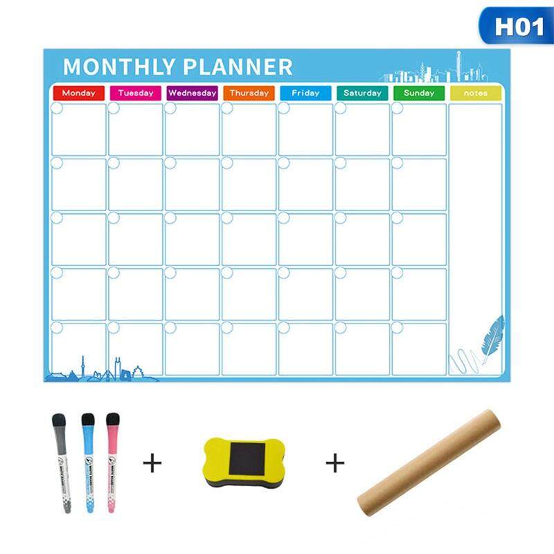 Bloomhd Smart Planner Kitchen ตู้เย็นรายเดือนทุกวันสติ๊กเกอร์ตารางเวลาแห้งไวท์บอร์ดแม่เหล็กยืดหยุ่นกระดานเมนูอาหาร