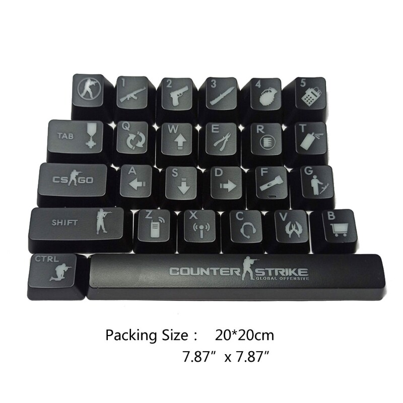 CS Đi Trò Chơi, Nắp Phím OEM Trong Mờ Chiếu Sáng Đèn Nền ABS 26 Phím Cho Bàn Phím Cơ CS Go Keycap