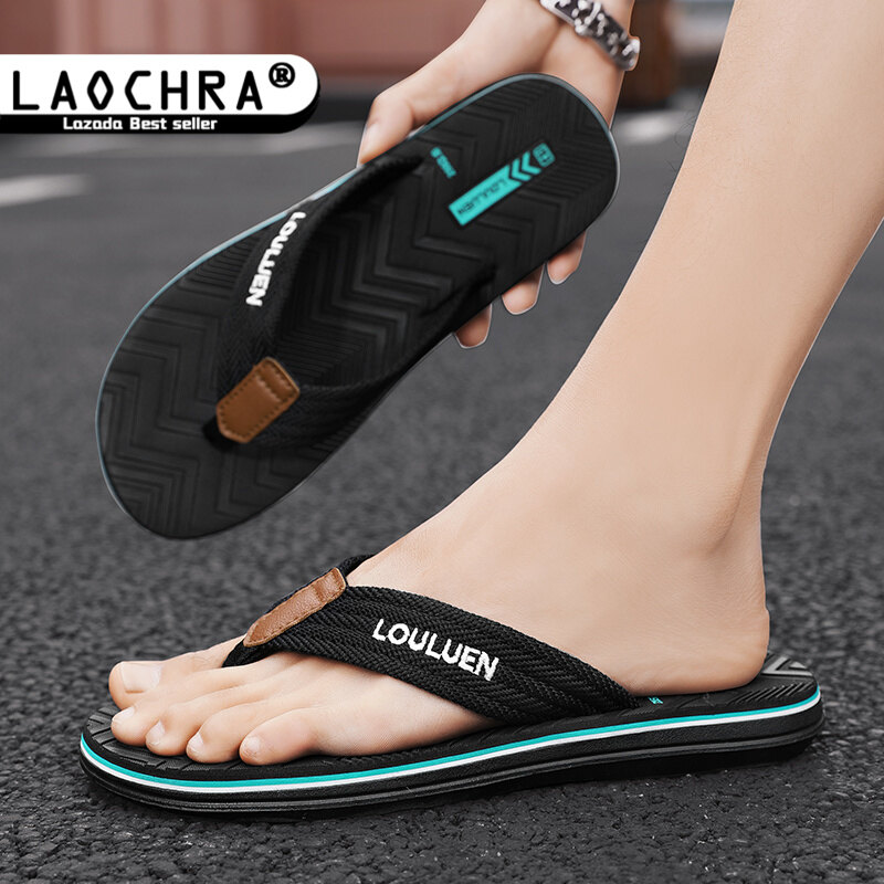 LAOCHRA Summer Men Flip Flops Fashion Flat Slippers For Men Non Slip Beach Shoes Casual Soft Sole Outdoor Slipper Men Shoes On Sale