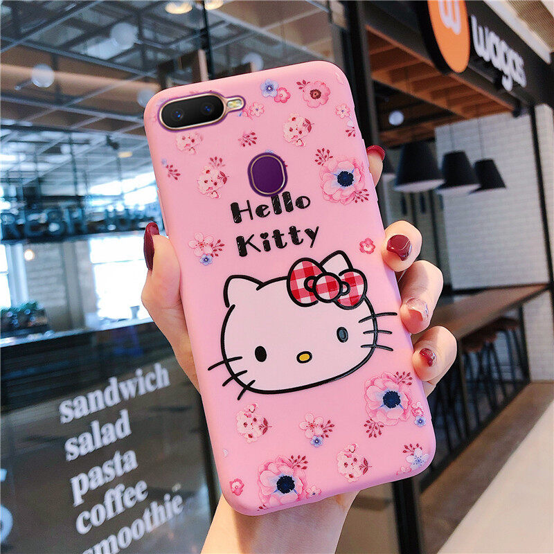 Pink Cartoon For OPPO A12 A5s A7 Casing Cute Hello Kitty Phone