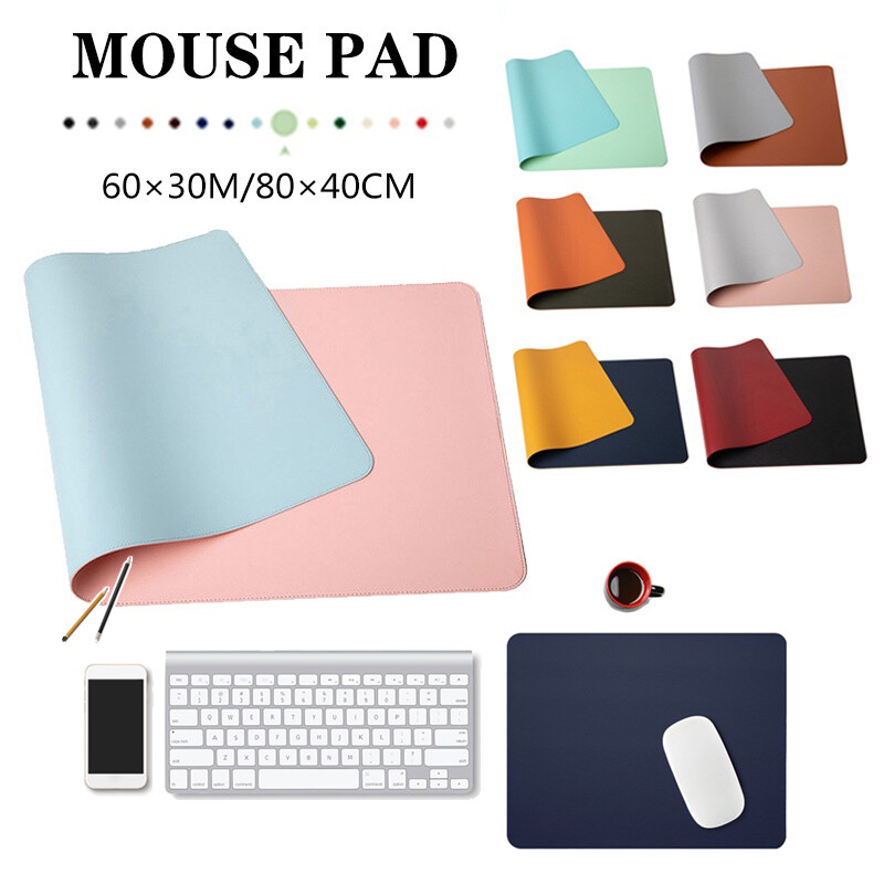 【Ready Stock】Double Side PU Leather Desk Pad Waterproof Mouse Keyboard Pad Table Mat Portable Games Mouse Pad