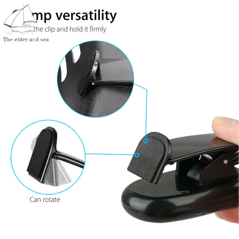 Elder Sea Clip-on Led Light 2pcs Arms Multipurpose Adjustable Dimmable Rechargeable Super Bright Reading Lamp