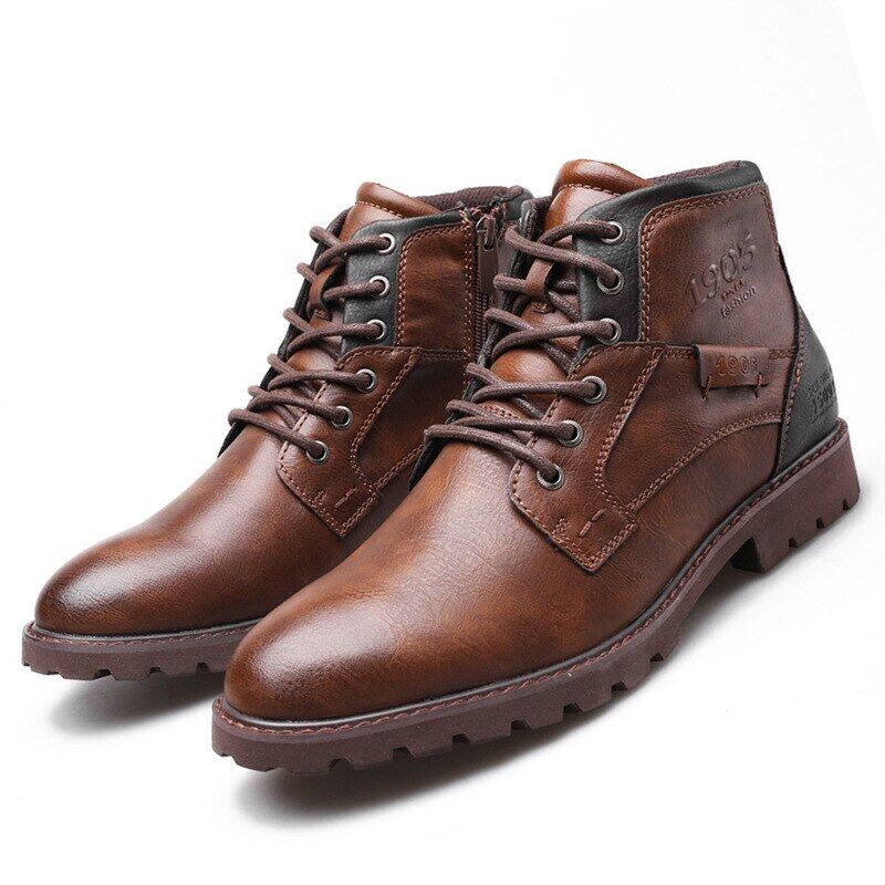 Men Shoes Men High-Top Martin Boots Large Size Lace-Up Short Boots Retro Work Boots Platform Shoes Chelsea Boots