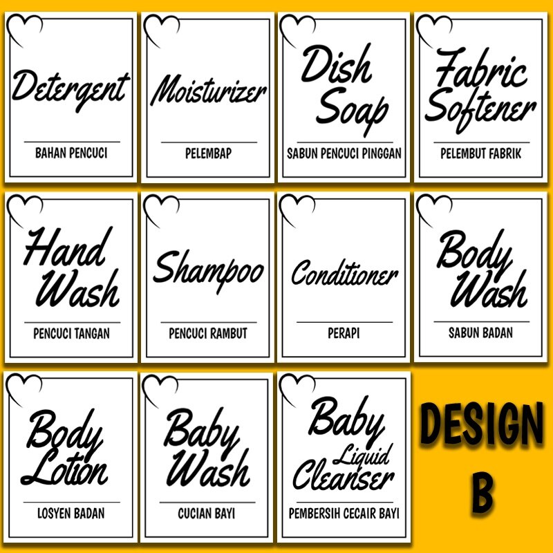 Toiletries Labels Sticker Label Barangan Tandas Detergent Softener ...