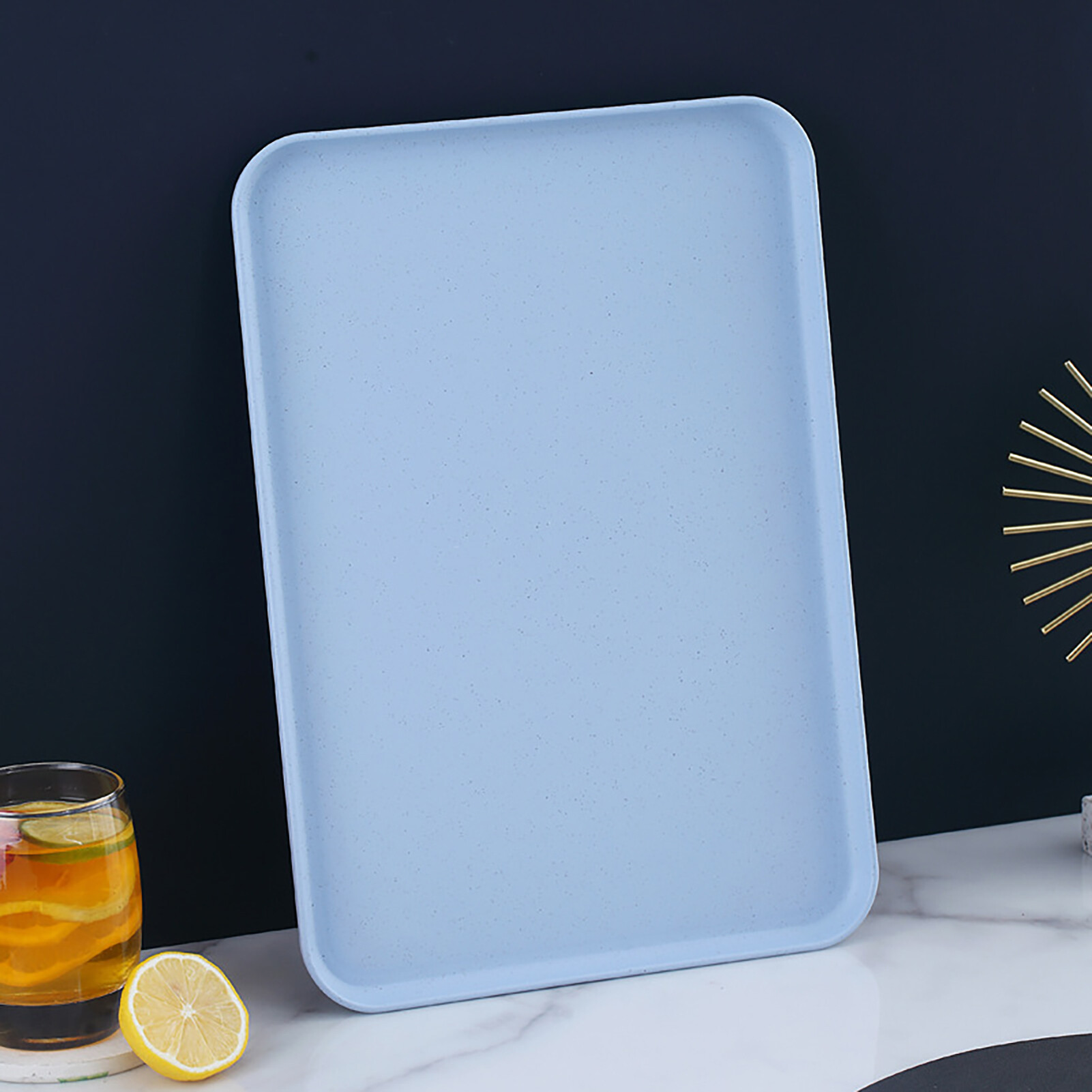 Useful Breakfast Serving Tray Ornamental Exquisite Nordic Style Decorative Rectangular Plastic Tray for Party