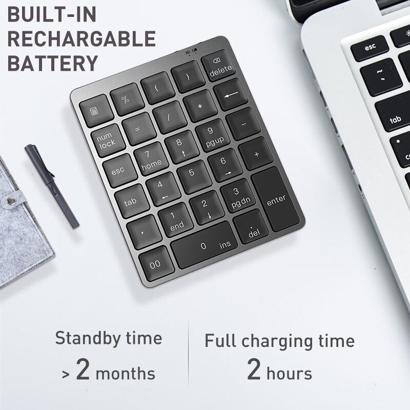 Bàn Phím Số Bluetooth 28 Phím Jelly Comb Với Bộ Chia USB 3.0 Cho Máy Tính Bảng Máy Tính Xách Tay Máy Tính Để Bàn Có Thể Sạc Lại Bằng Kim Loại Kỹ Thuật Số