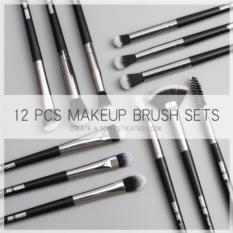 12PCS Makeup Brushes Set Eye Shadow Blending Eyeliner Eyelash Eyebrow Blush Make Up Brush Tools