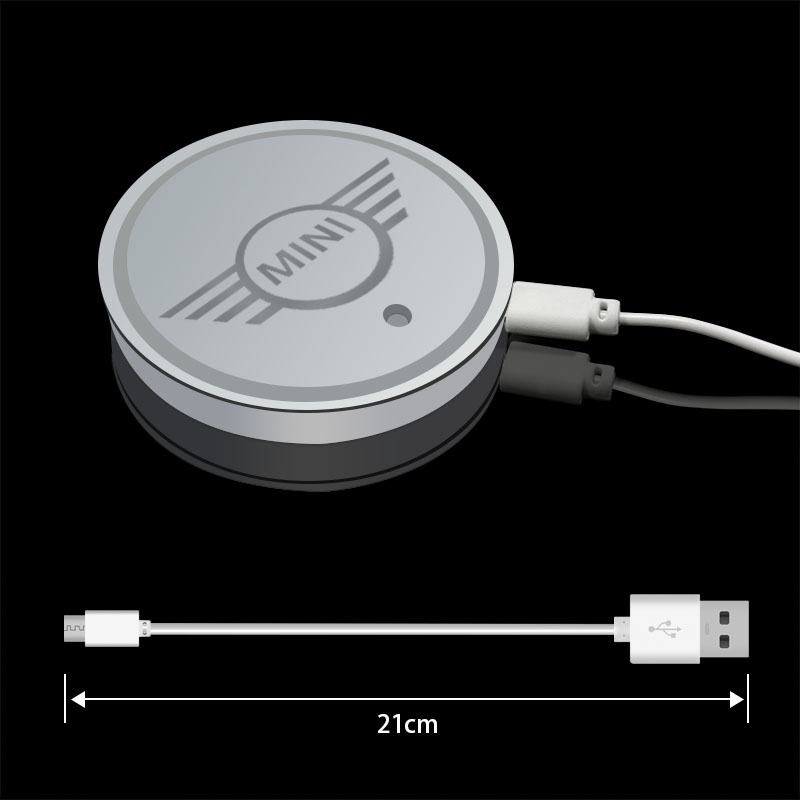 2PCSโลโก้รถอิเล็กทรอนิกส์Luminous Coasterสายชาร์จยูเอสบีแอลอีดีสำหรับ ...