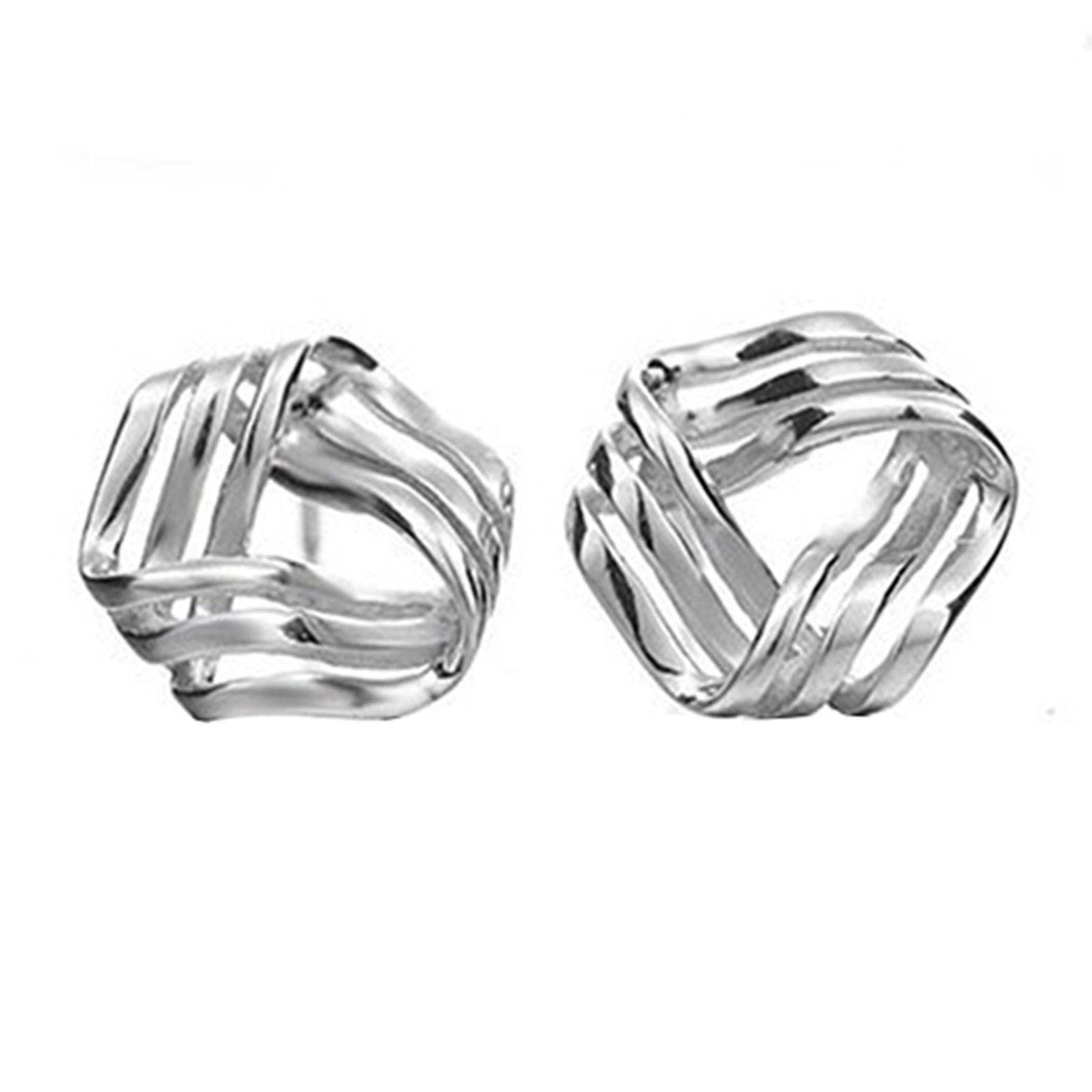 Gravitational wave Ear Studs Triangle Streamlined Graceful Silver Women Geometric Earrings for Banquet