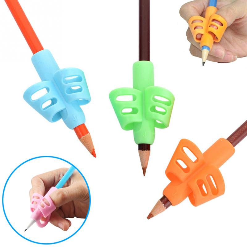3Pcs Children Writing Pencil Pan Holder Kids Learning Practise Silicone Pen Aid Grip Posture Correction Device for Students