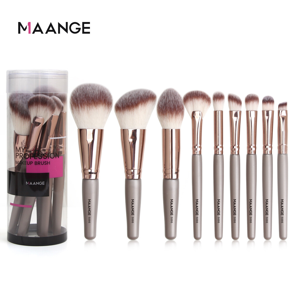 Maange 9 PCs makeup brush set professional beauty tool with box