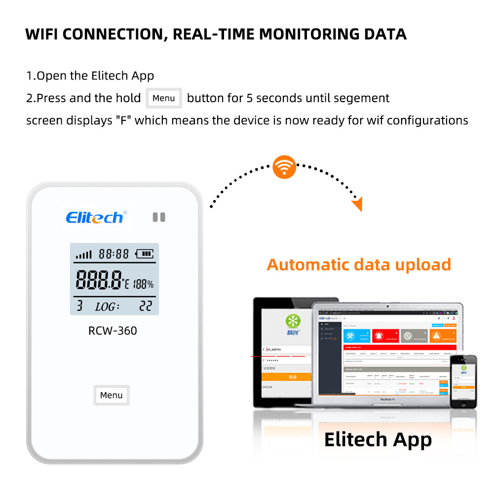 RCW-360 WIFI Remote Wireless Temperature and Humidity Data Logger Temperature Recorder Data Logger APP Cloud Data Storage