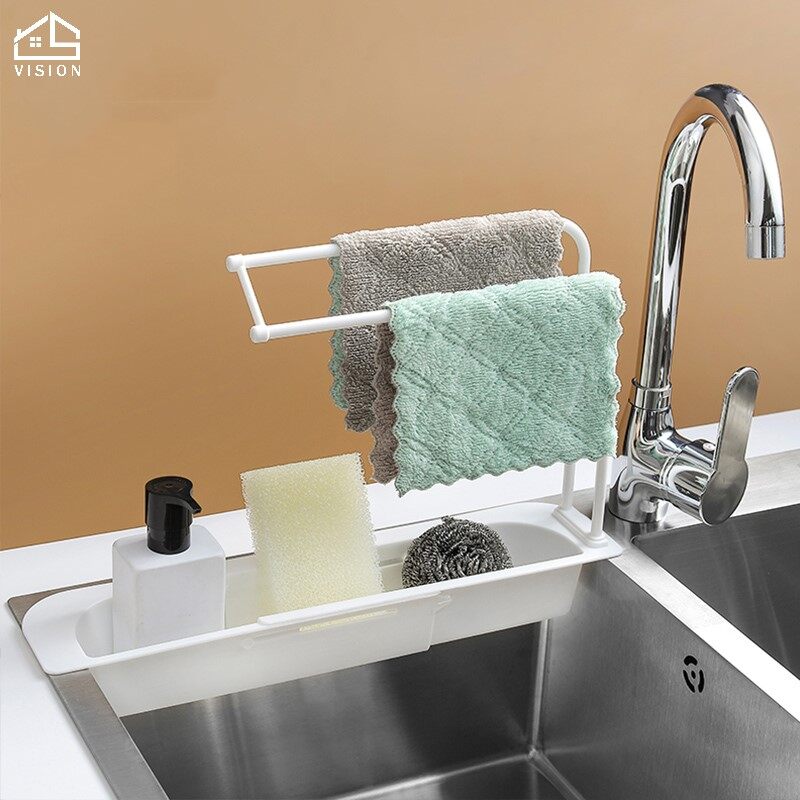 Vision Bếp Kính Thiên Văn Chìm Lưu Trữ Giá Điều Chỉnh Dishcloth Sponge Chủ Mở Rộng Lưu Trữ Cống Giỏ Kệ Tổ Chức Nhà Bếp