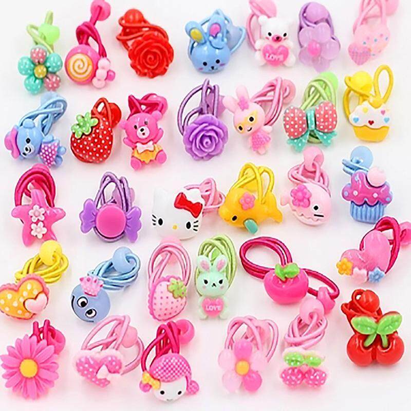 10 Pcs สีลูกอมสายคาดหัวทารกน่ารักผมการ์ตูนเชือกสาวเครื่องประดับผมยืดหยุ่นยางรัดผม By Rytain