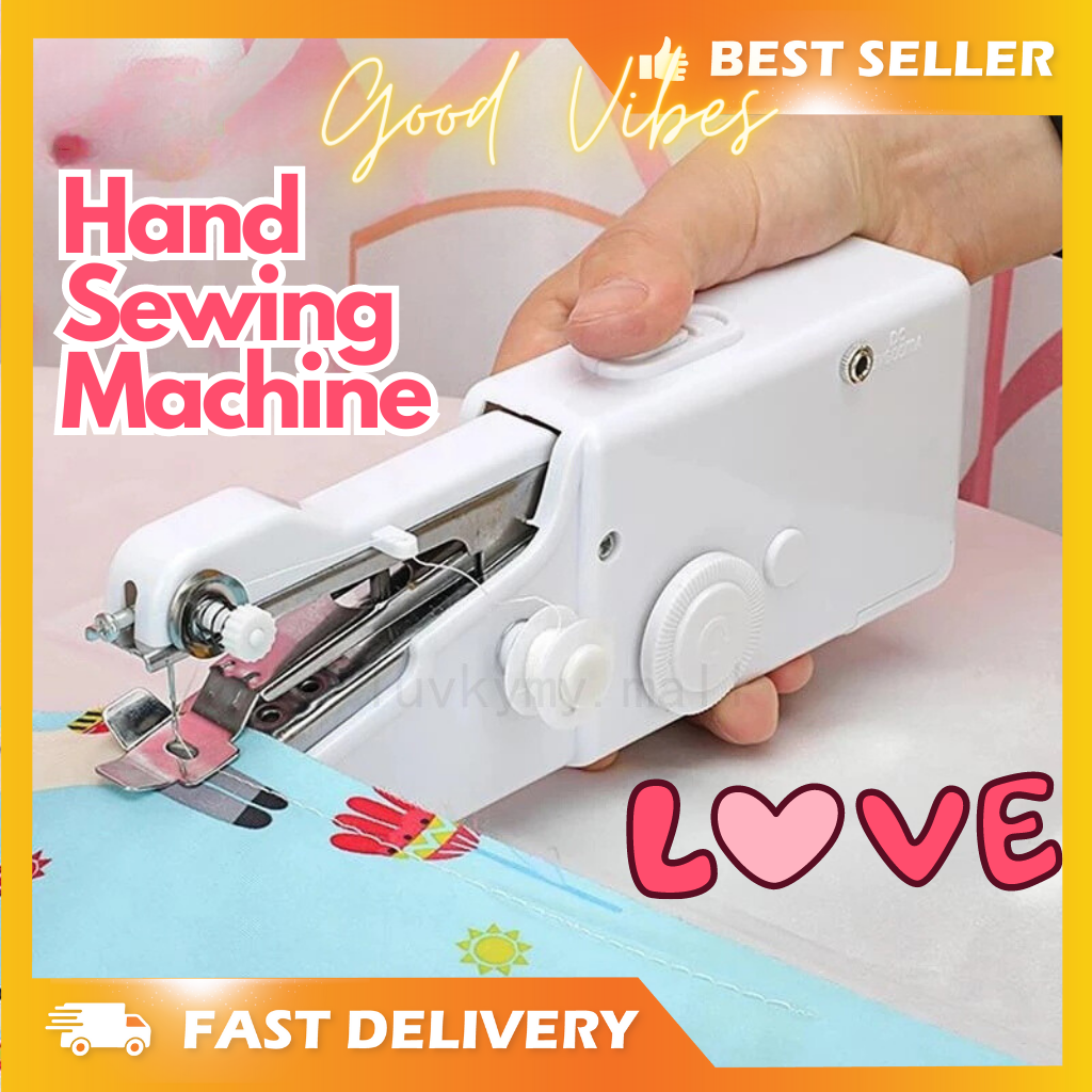 Good Vibes Handy Cloth Sewer Stitch Mini Sewing Machine Portable Handheld  Electric Cordless Tailoring Machine Mesin Jahit Ready Stock