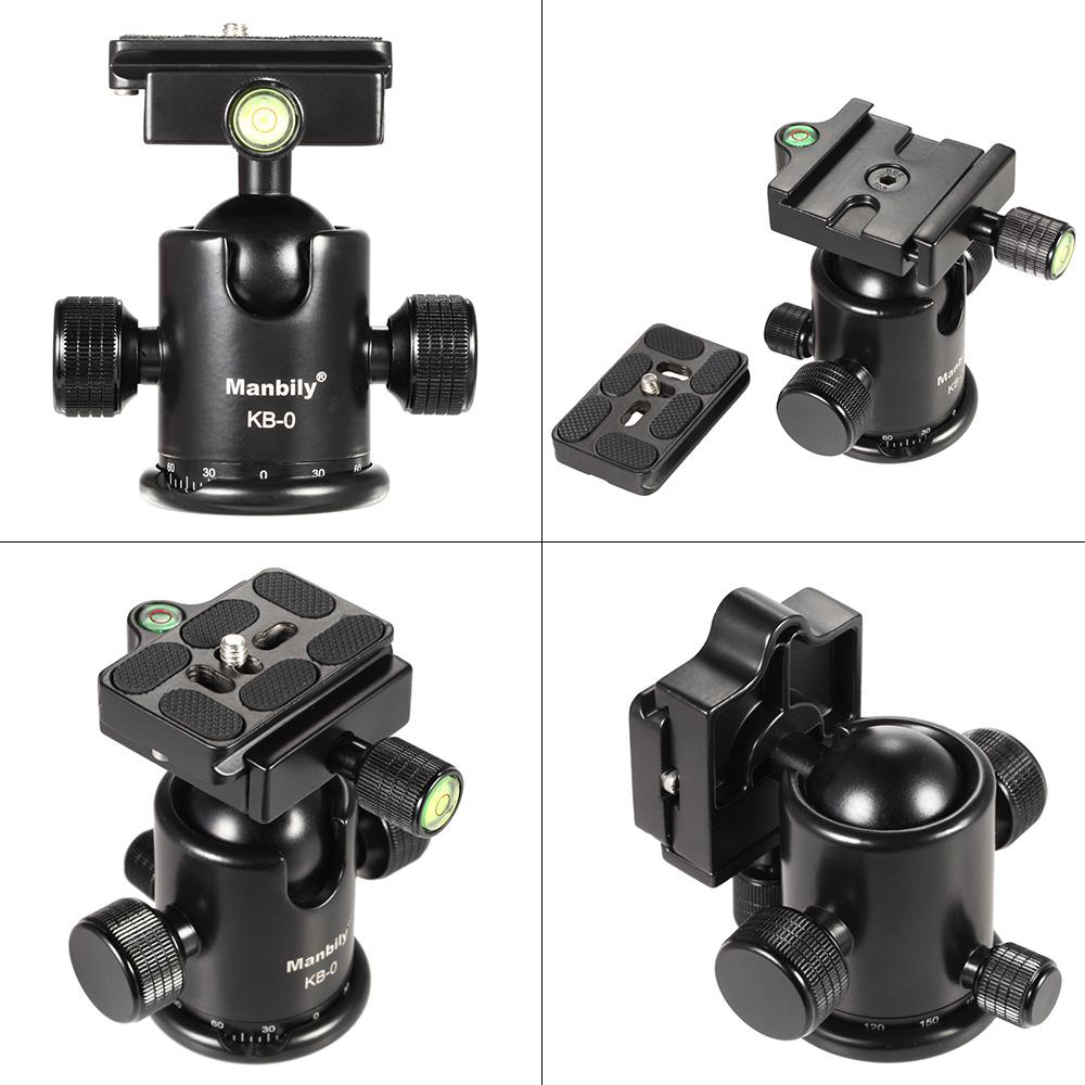 Manbily KB-0 Professional Tripod Head Camera Ball Head Panoramic Head Sliding Rail Head with 2 Built-in Spirit Levels Aluminum Alloy Max Load Capacity 15kg
