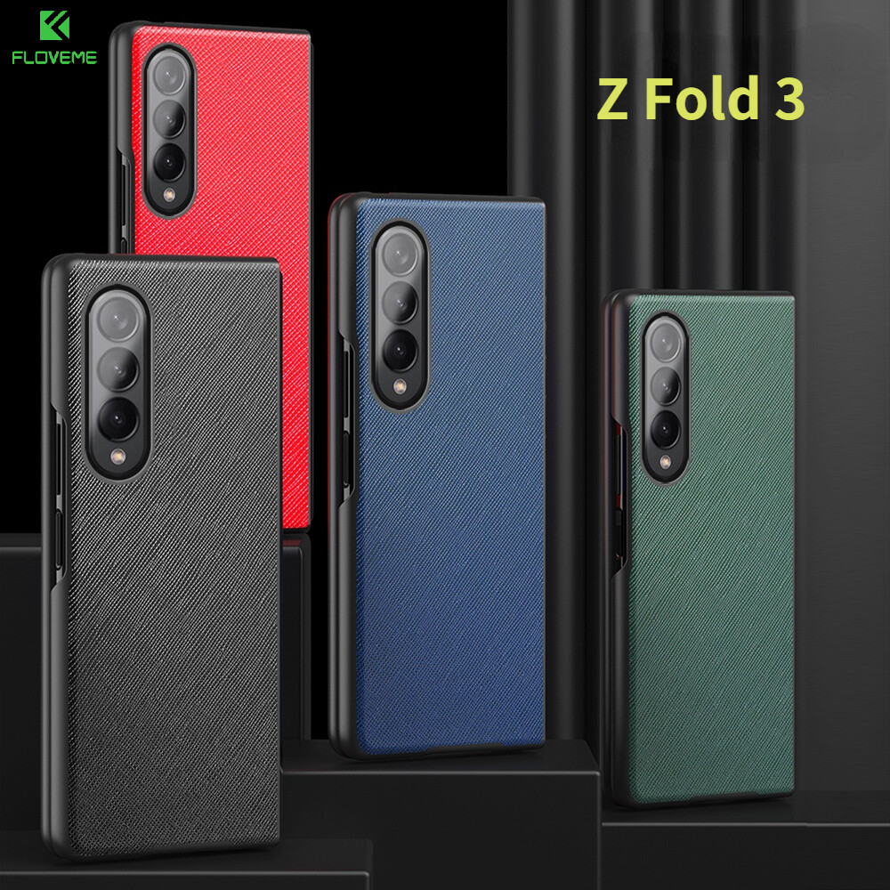 Floveme Case for Samsung Galaxy Z Fold 3 Luxury Retro Leather Case Shockproof Protective Case for Z Fold 3