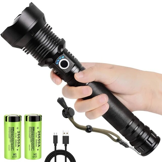 Ecily super bright xhp70 flashlight torch usb rechargeable zoom led torch 26650 battery for camping outdoor