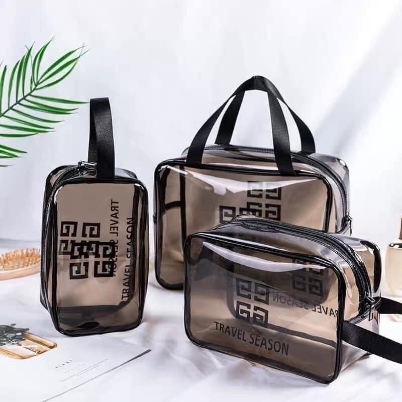 Set 3 túi đựng mỹ phẩm du lịch thời trang trong suốt