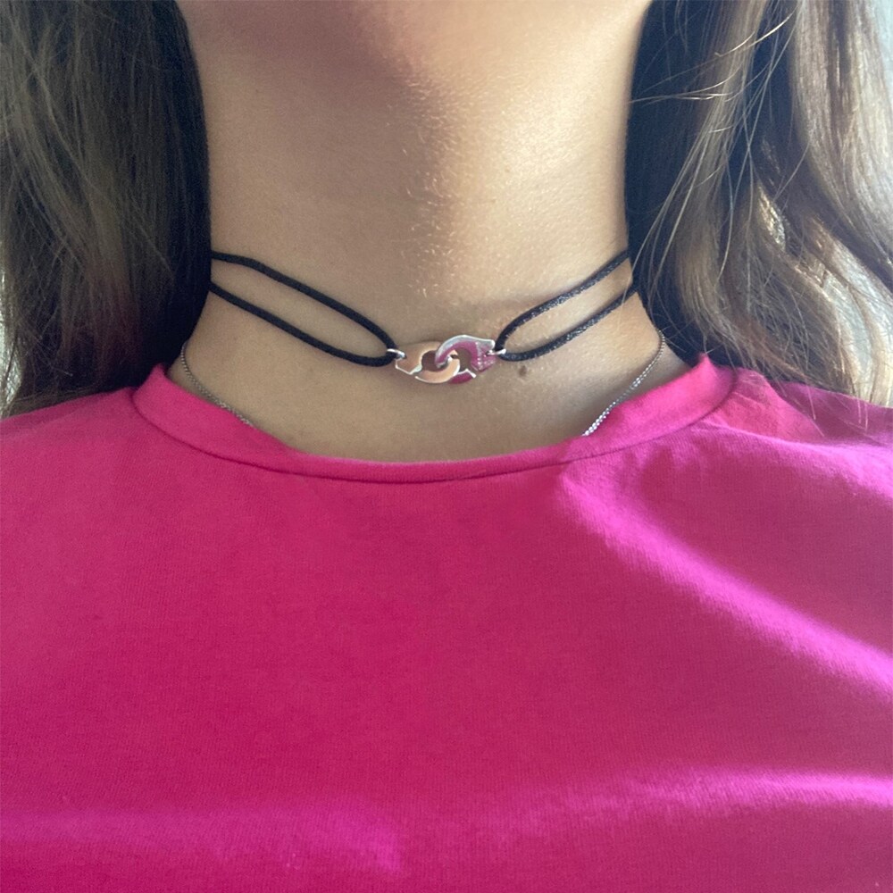 {hot} Stainless Steel Handcuff Necklace