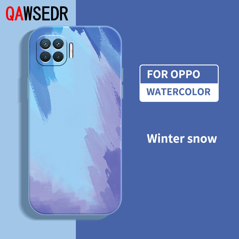 QAWSEDR Trường Hợp Cho Oppo A93 F17 PRO RENO 4F Bảo Vệ Chăm Sóc CẠNH VUÔNG Thẳng Màu Nước Ốp Điện Thoại Chống Sốc Silicon Bảo Vệ Toàn Bộ, Trường Hợp Điện Thoại Mềm, VUÔNG Bìa